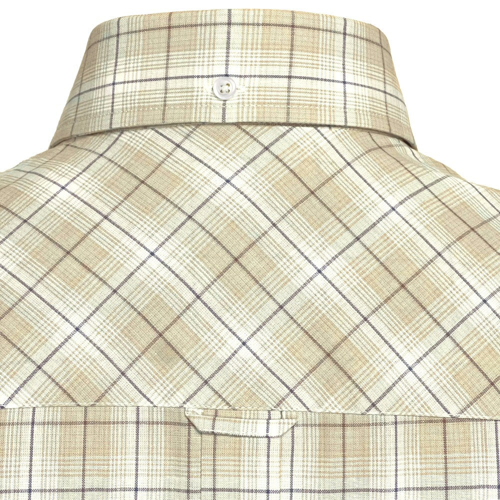 Adaptor Clothing Check Long Sleeve Button Down Shirt Beige - Image 5