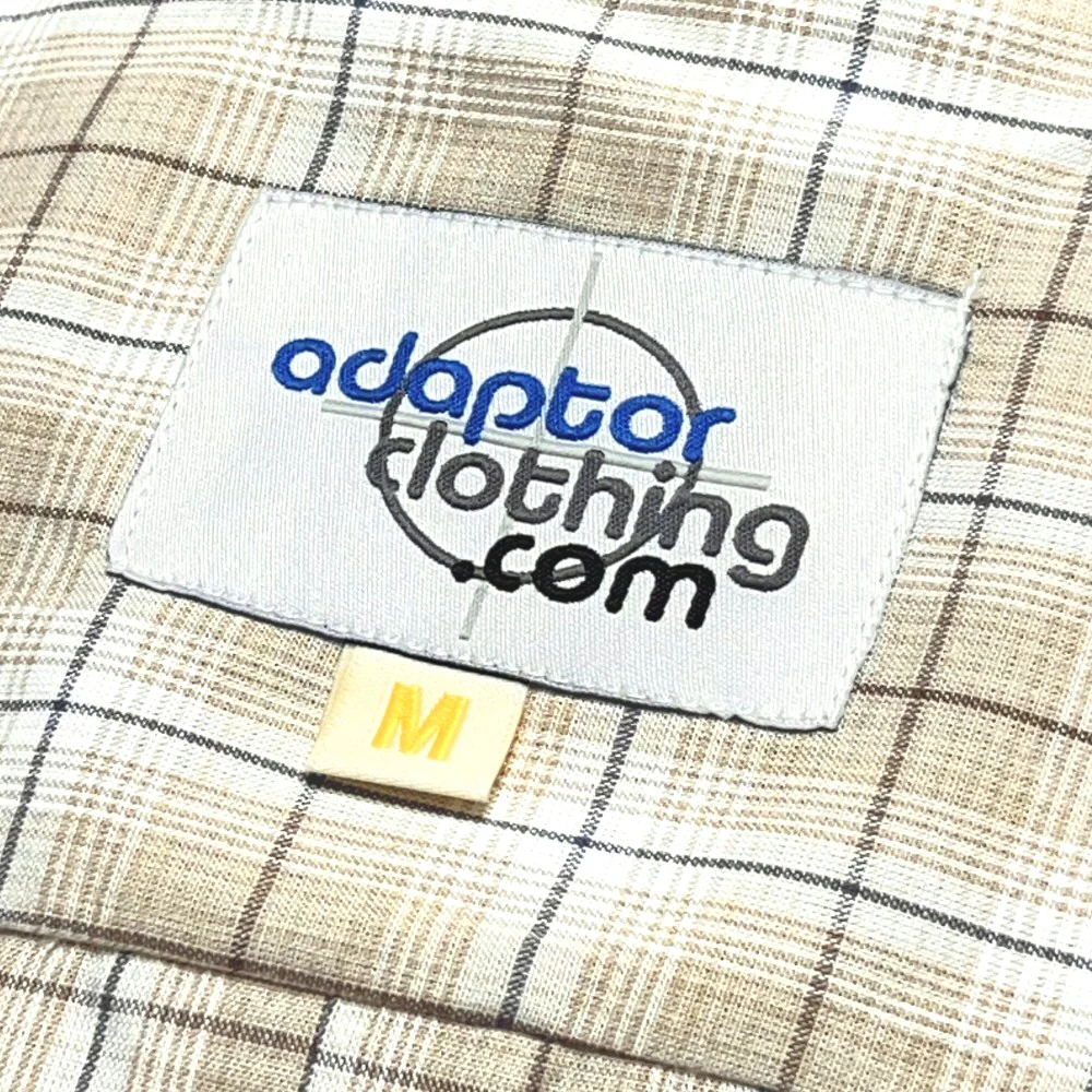 Adaptor Clothing Check Short Sleeve Button Down Shirt Beige - Image 7
