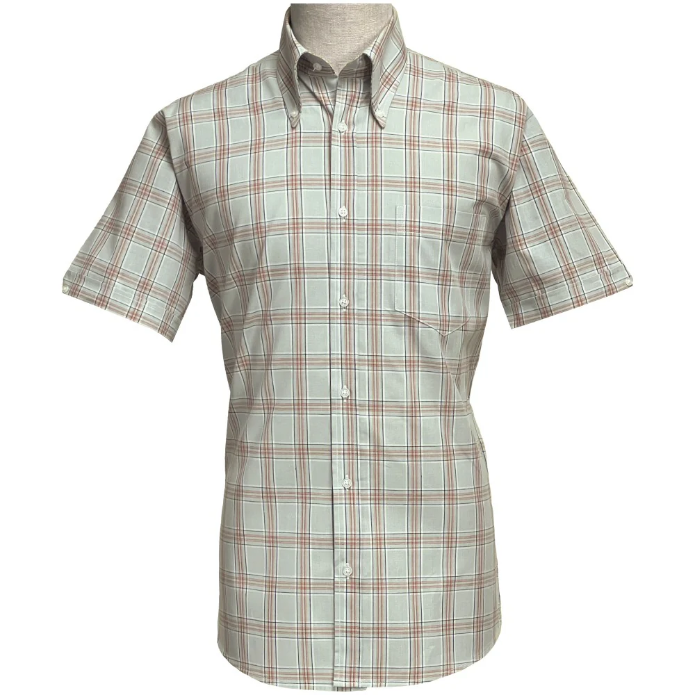 Adaptor Clothing Check Short Sleeve Button Down Shirt Grey - Image 2
