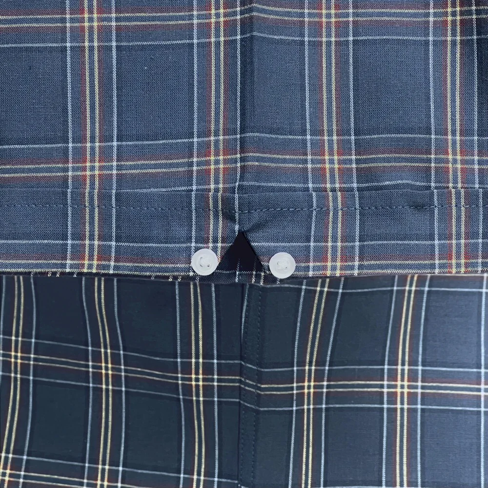 Adaptor Clothing Check Short Sleeve Button Down Shirt Mid Blue - Image 6