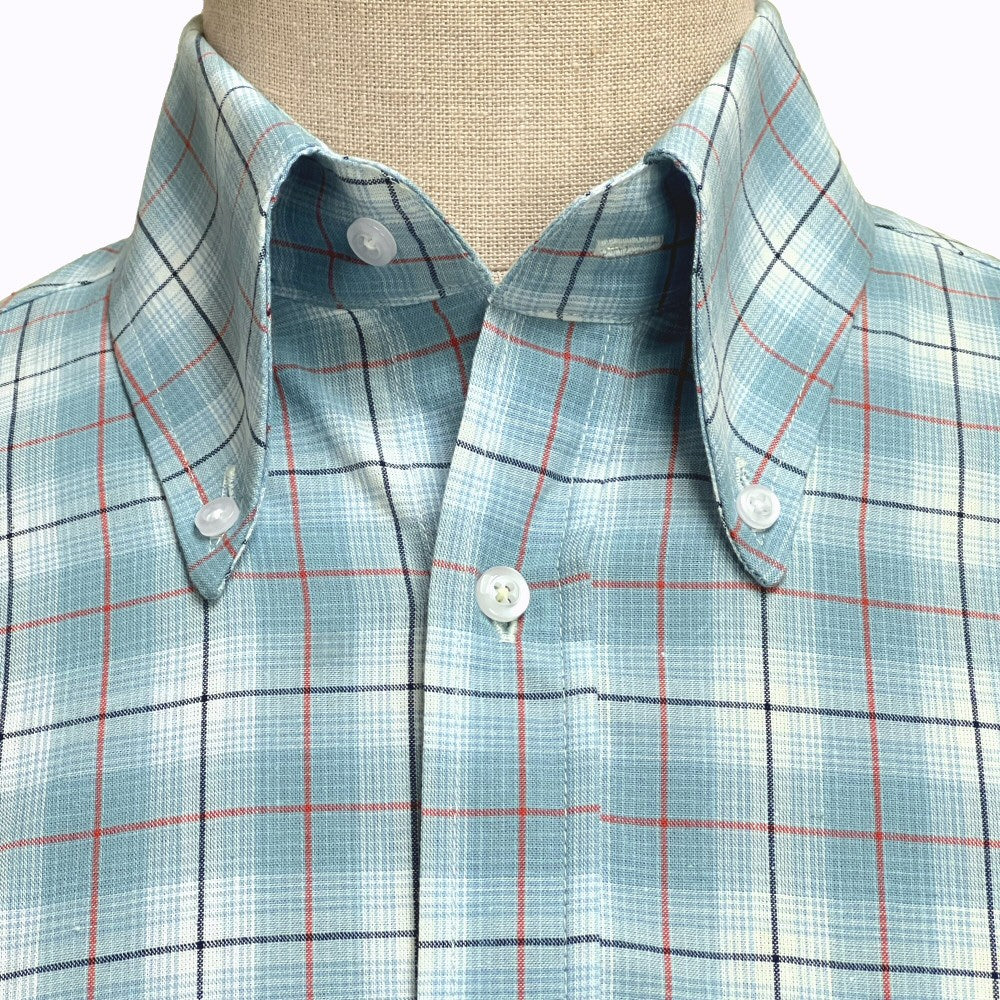 Adaptor Clothing Check Short Sleeve Button Down Shirt Seafoam - Image 3