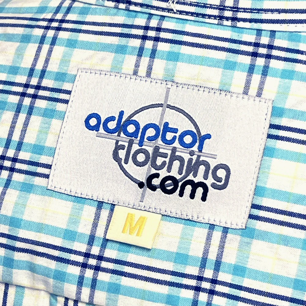 Adaptor Clothing Check Short Sleeve Button Down Shirt Turquoise - Image 7