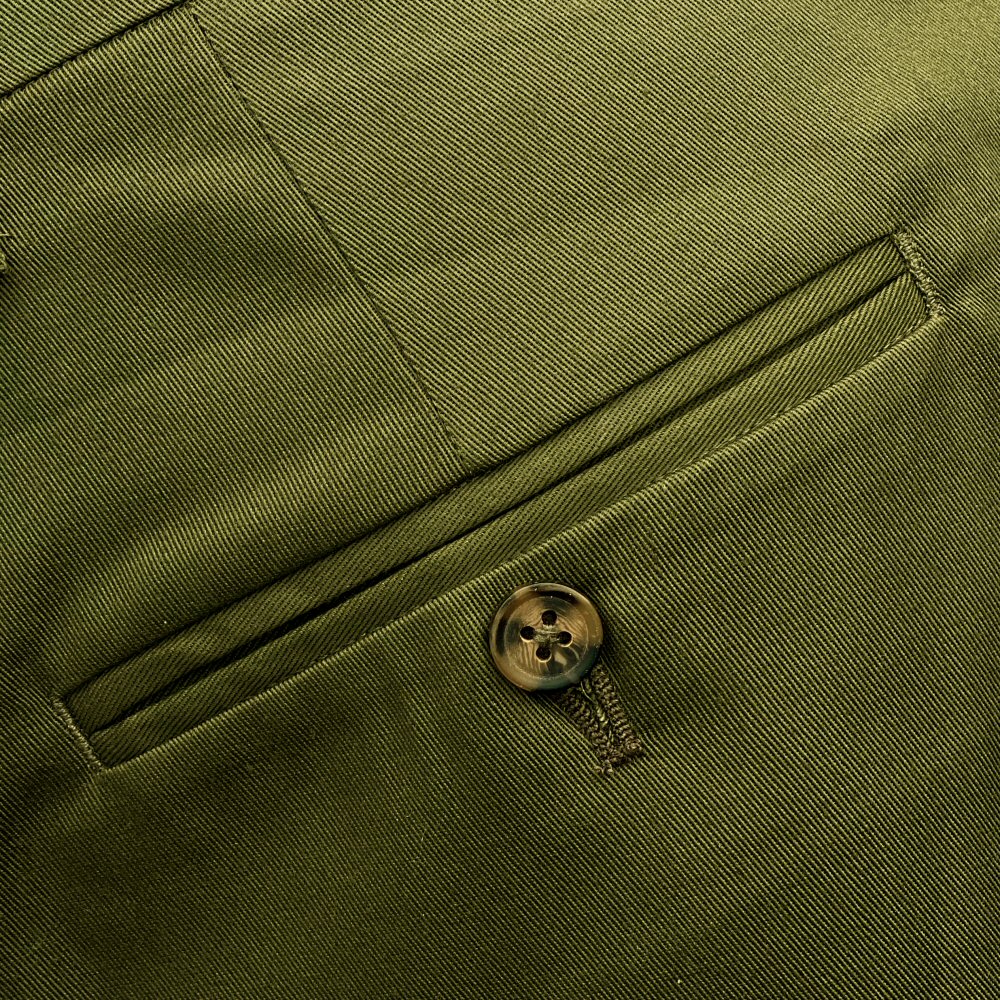 Adaptor Clothing Cotton Frogmouth Pocket Slim Trouser Olive - Image 4