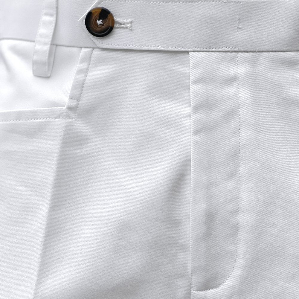 Adaptor Clothing Cotton Frogmouth Pocket Slim Trouser White - Image 4