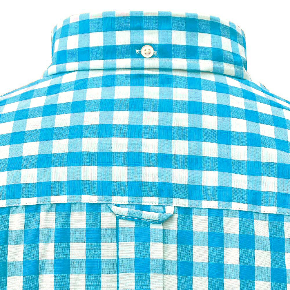 Adaptor Clothing Gingham Long Sleeve Button Down Shirt Aqua - Image 4