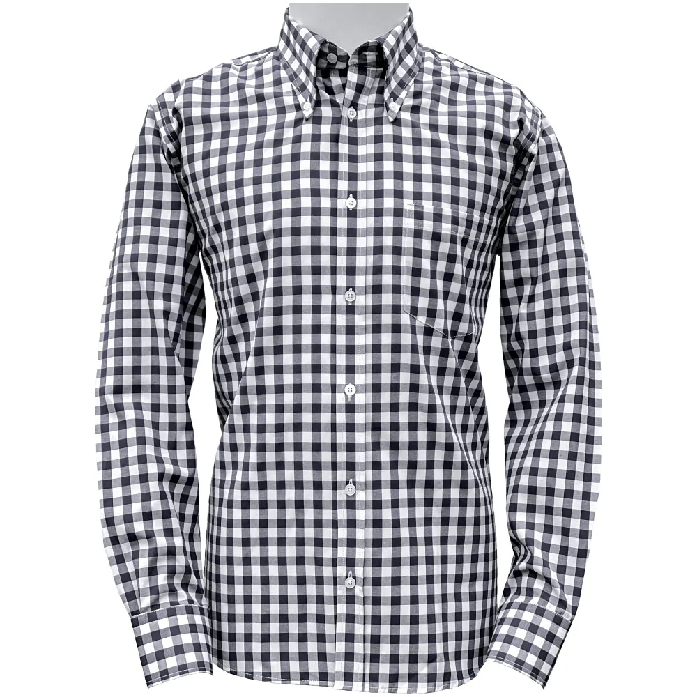 Adaptor Clothing Gingham Long Sleeve Button Down Shirt Black
