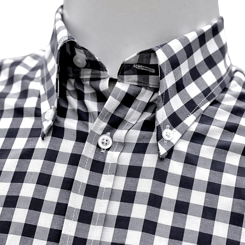 Adaptor Clothing Gingham Long Sleeve Button Down Shirt Black - Image 4