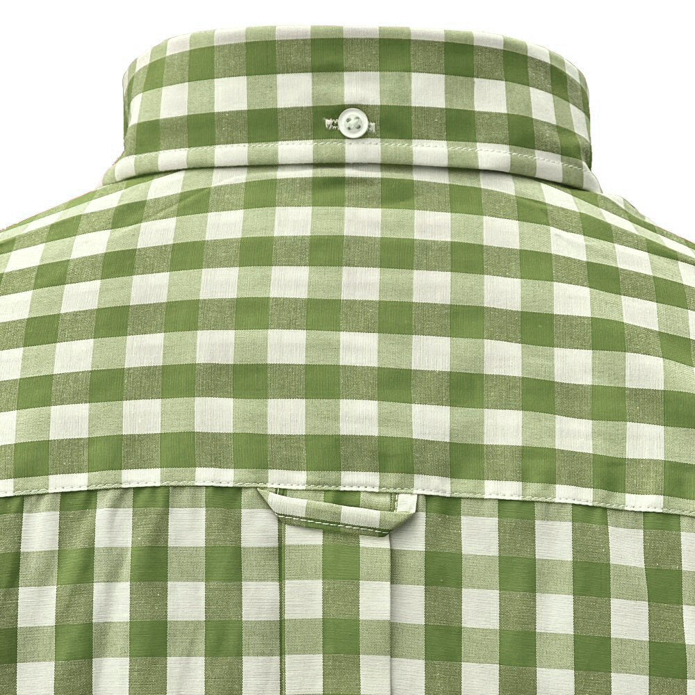 Adaptor Clothing Gingham Long Sleeve Button Down Shirt Moss - Image 5
