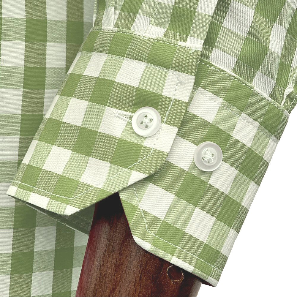 Adaptor Clothing Gingham Long Sleeve Button Down Shirt Moss - Image 6
