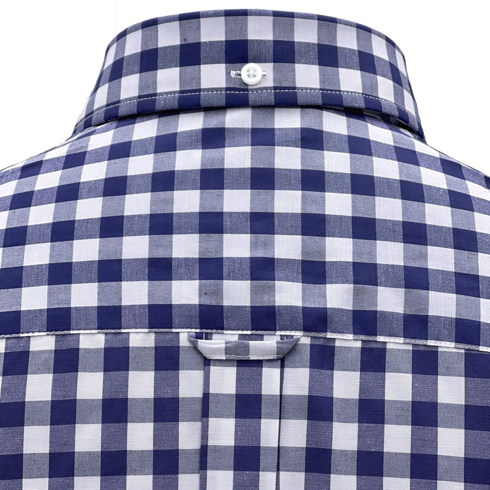 Adaptor Clothing Gingham Long Sleeve Button Down Shirt Navy - Image 4