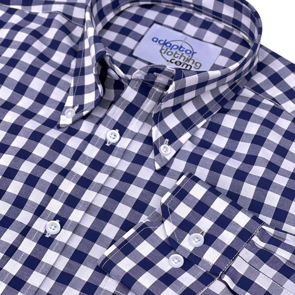 Adaptor Clothing Gingham Long Sleeve Button Down Shirt Navy - Image 8