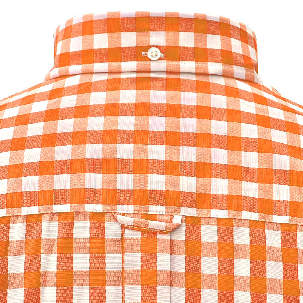 Adaptor Clothing Gingham Long Sleeve Button Down Shirt Orange - Image 5