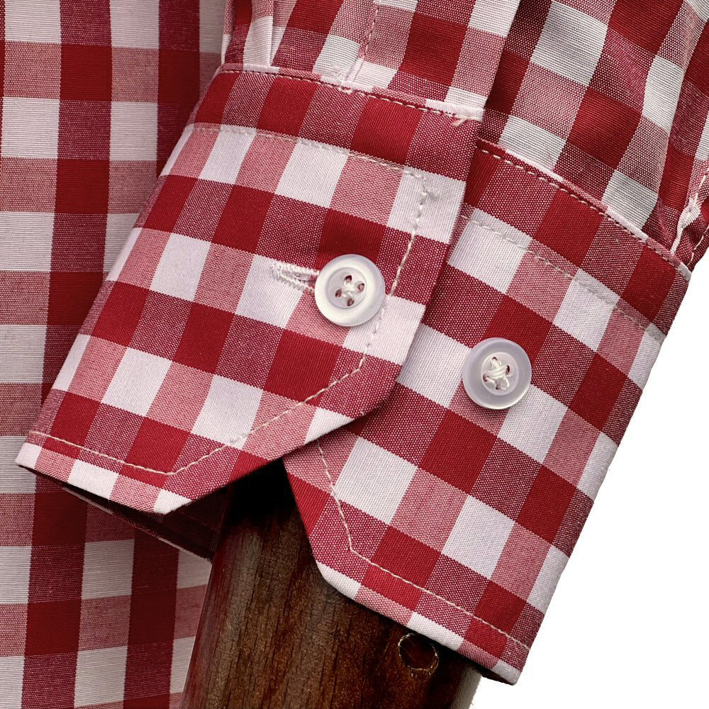 Adaptor Clothing Gingham Long Sleeve Button Down Shirt Wine - Image 6