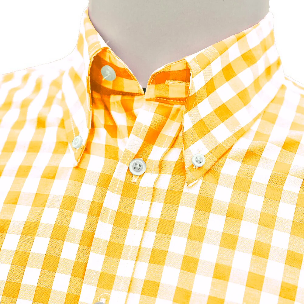 Adaptor Clothing Gingham Long Sleeve Button Down Shirt Yellow - Image 3