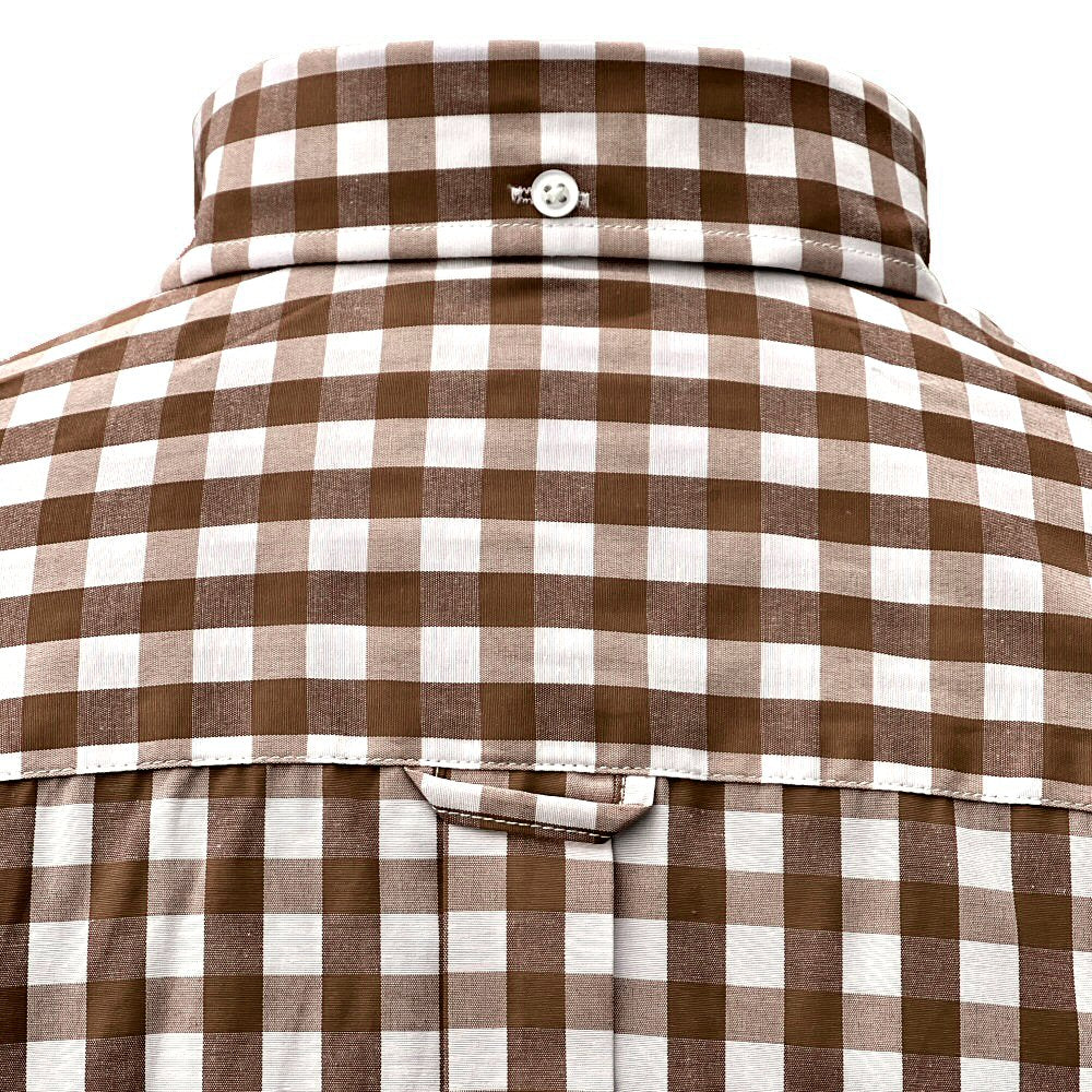 Adaptor Clothing Gingham Short Sleeve Button Down Shirt Brown - Image 3