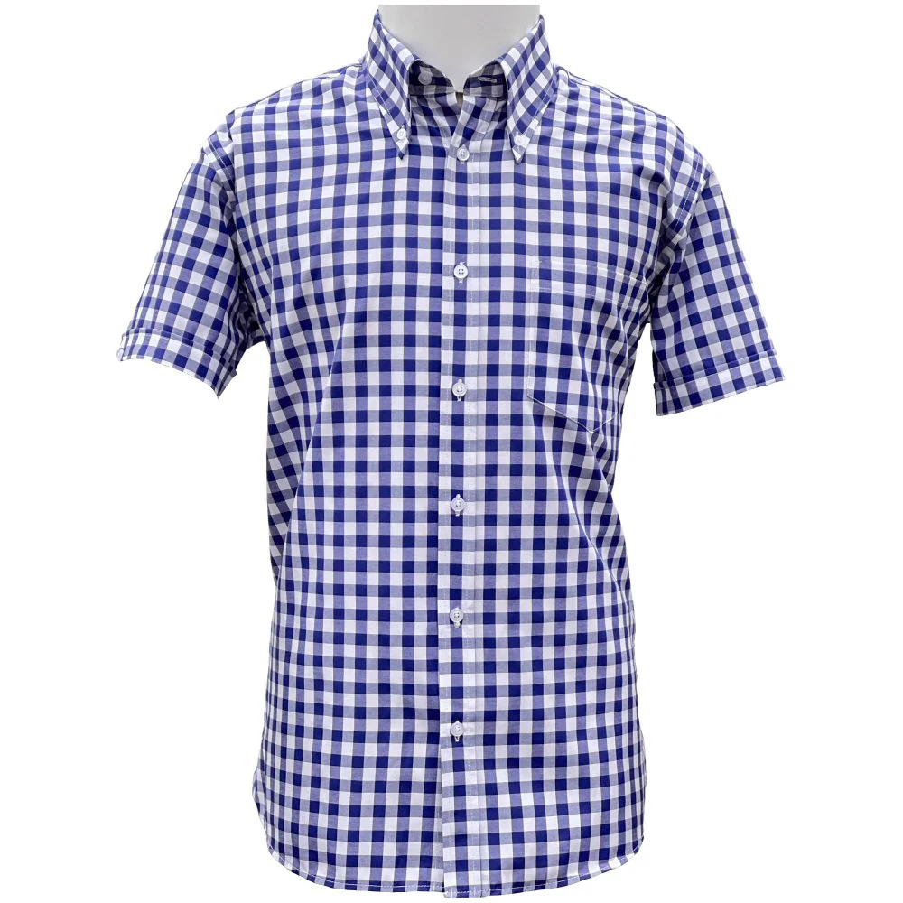 Adaptor Clothing Gingham Short Sleeve Button Down Shirt Navy - Image 5