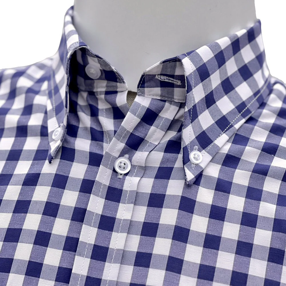 Adaptor Clothing Gingham Short Sleeve Button Down Shirt Navy - Image 7