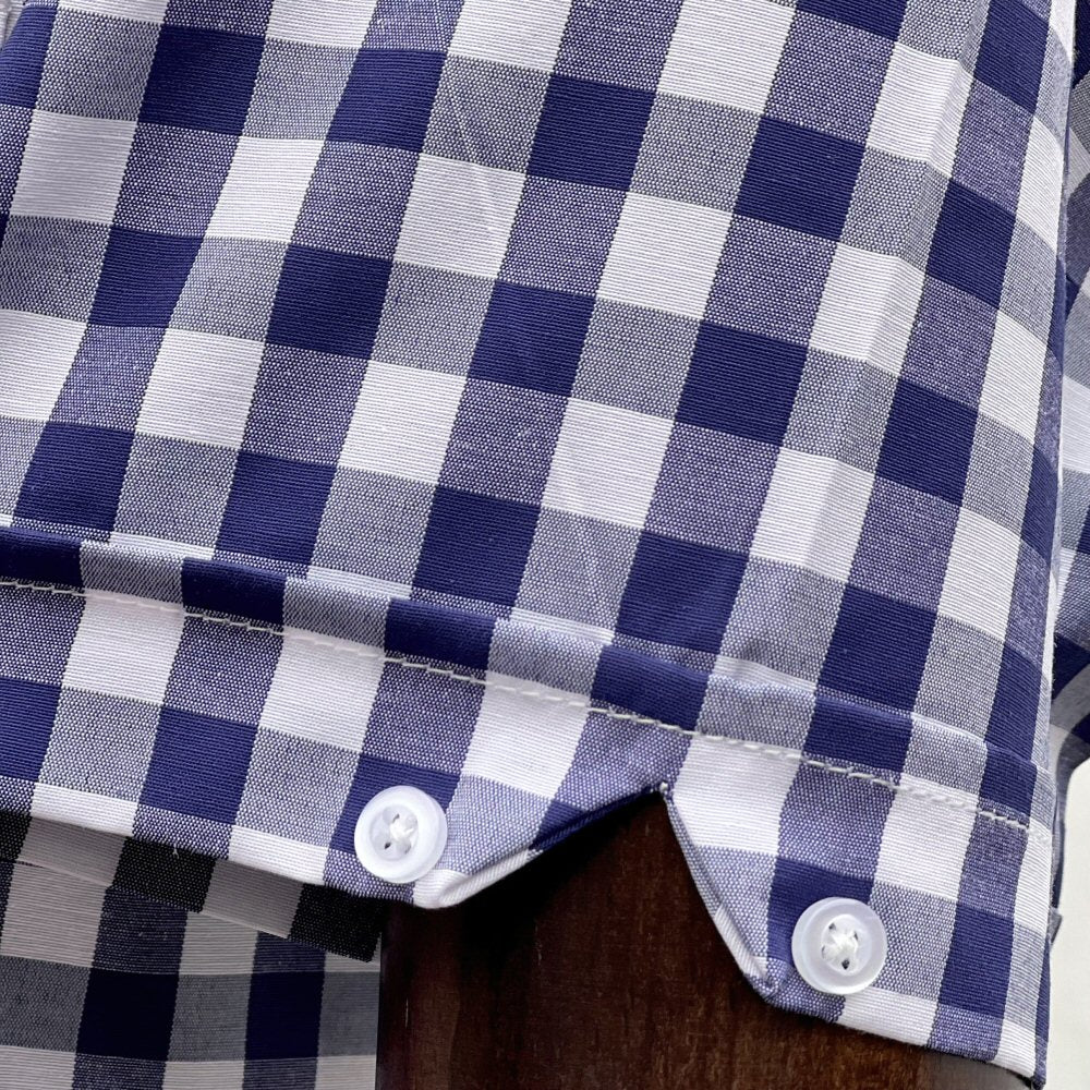 Adaptor Clothing Gingham Short Sleeve Button Down Shirt Navy - Image 9