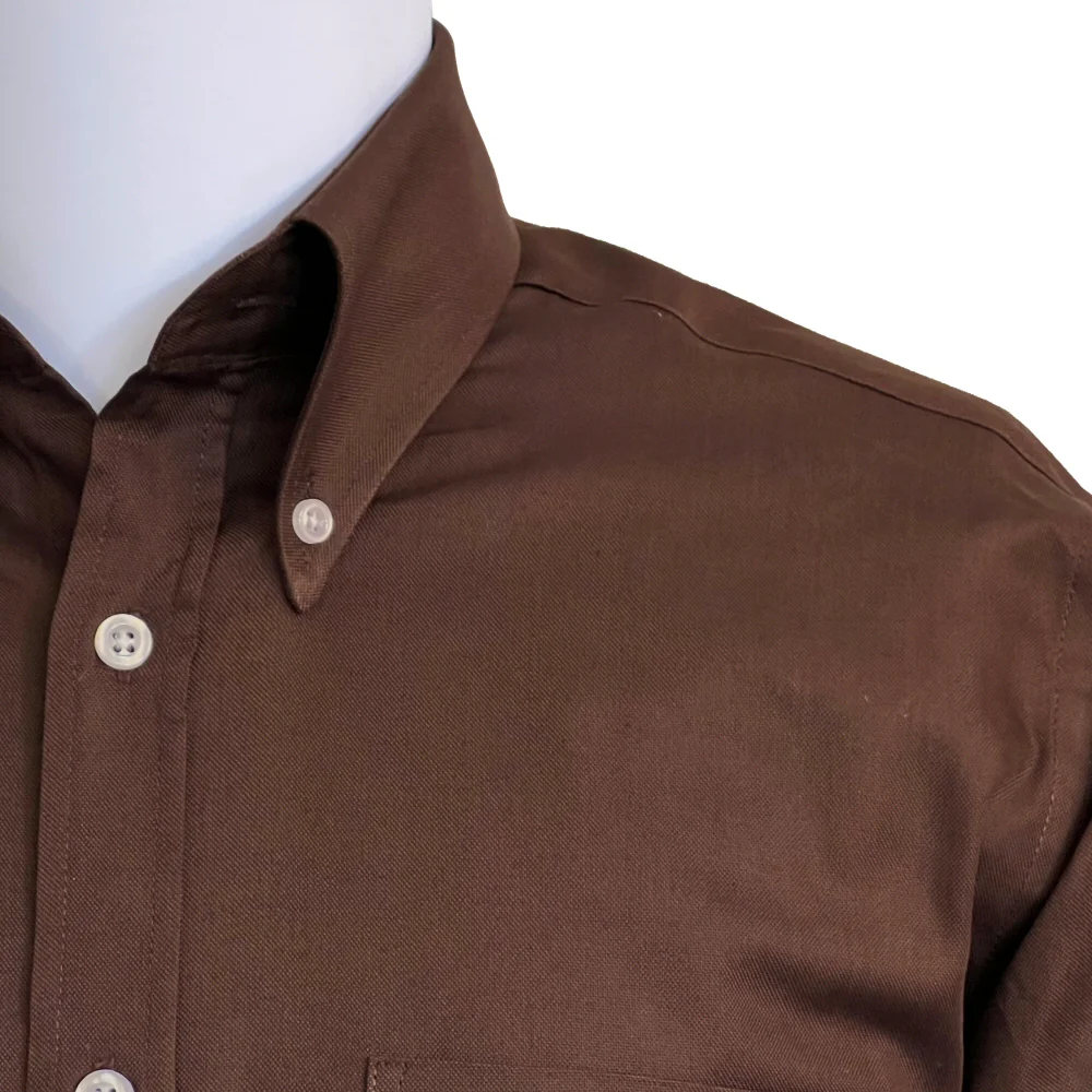 Adaptor Clothing Oxford Long Sleeve Button Down Shirt Brown - Image 3