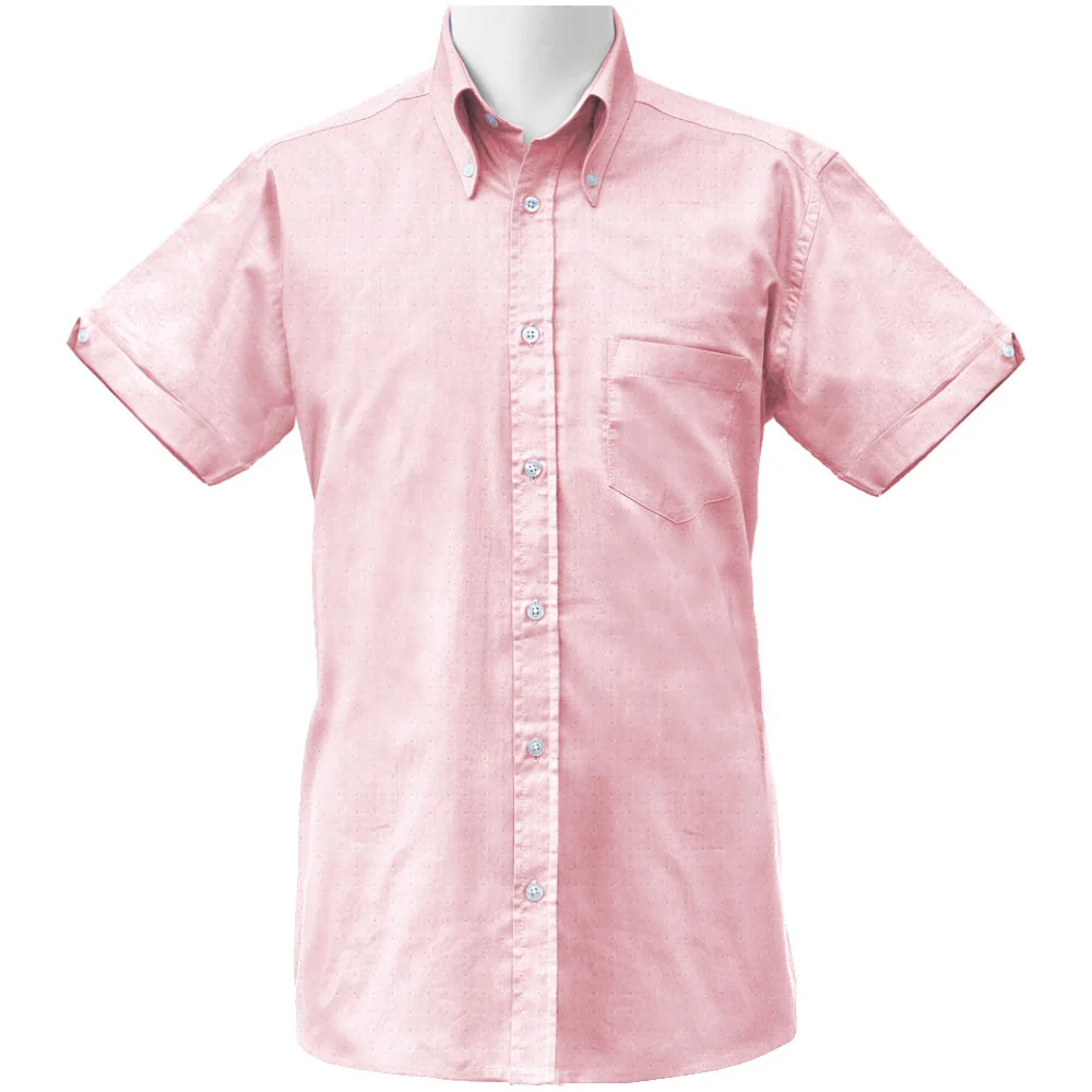 Adaptor Clothing Oxford Short Sleeve Button Down Shirt Pink - Image 9