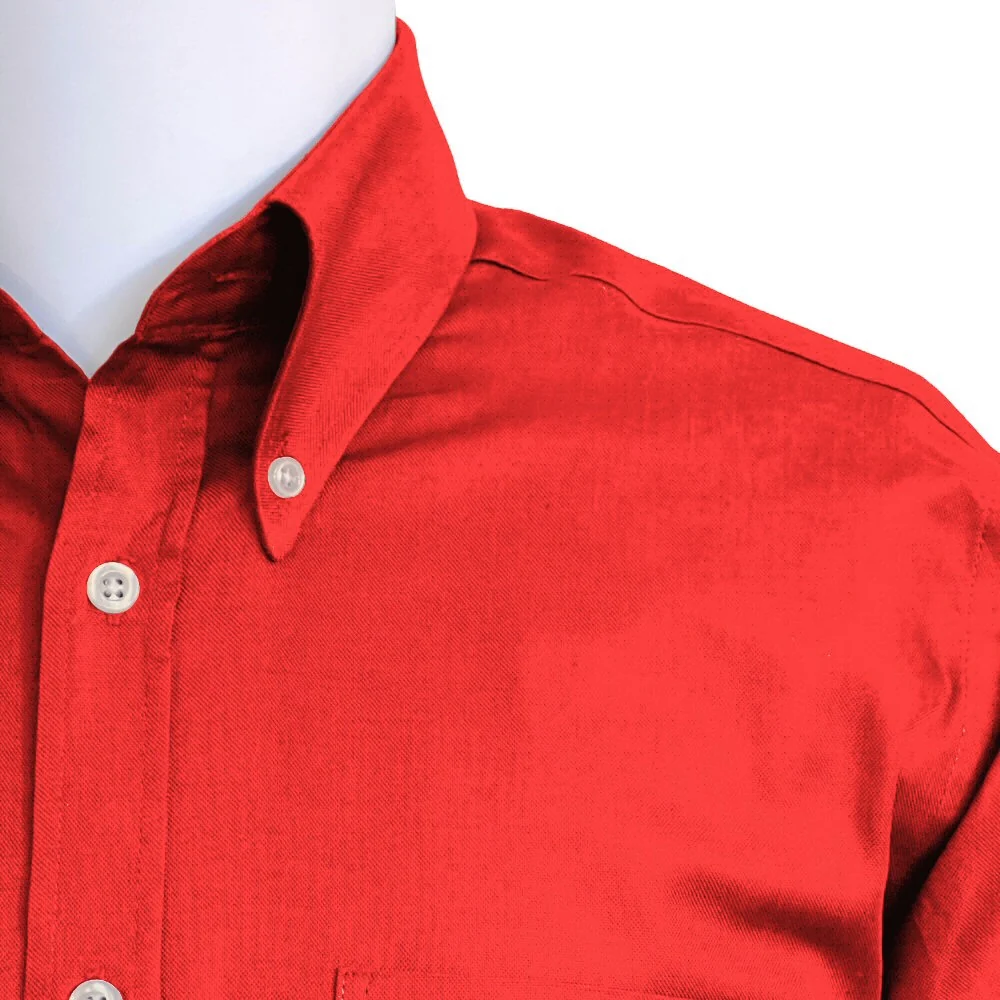 Adaptor Clothing Oxford Short Sleeve Button Down Shirt Red - Image 7