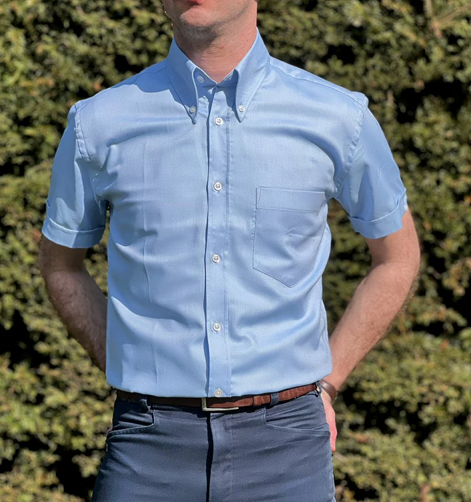 Adaptor Clothing Oxford Short Sleeve Button Down Shirt Sky Blue - Image 3