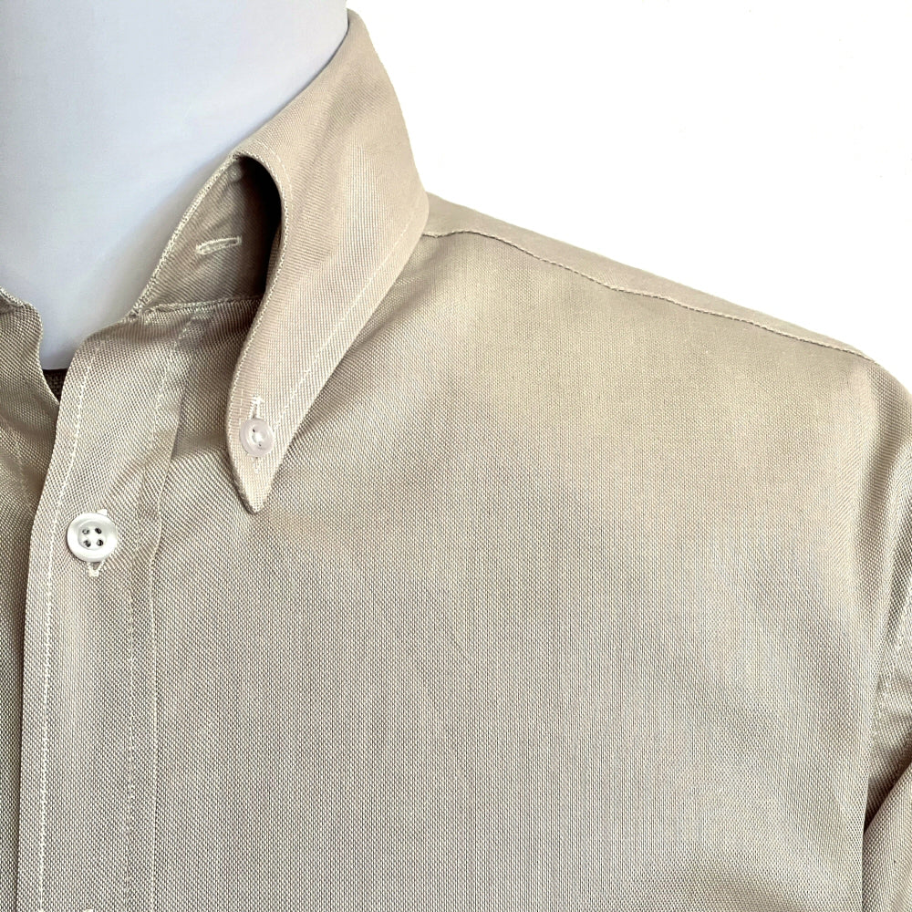 Adaptor Clothing Oxford Short Sleeve Button Down Shirt Stone - Image 12