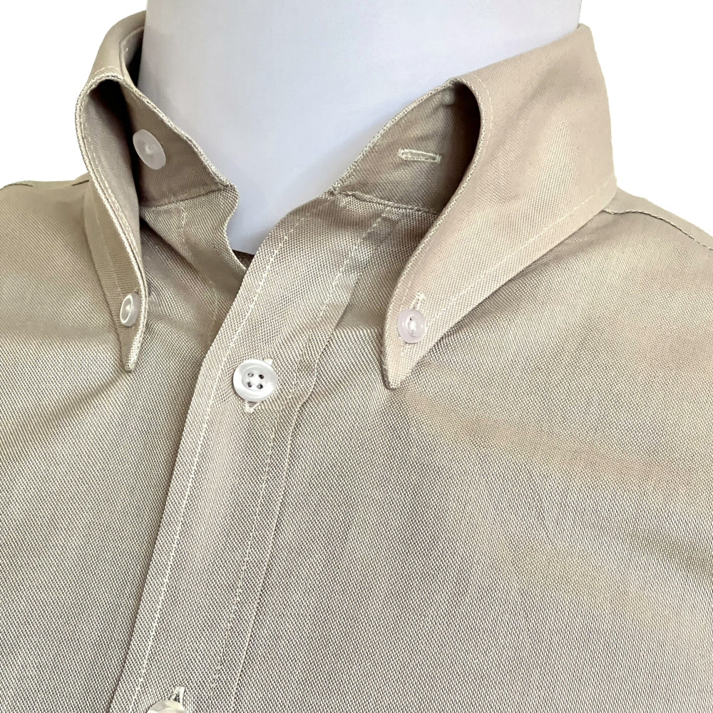 Adaptor Clothing Oxford Short Sleeve Button Down Shirt Stone - Image 8