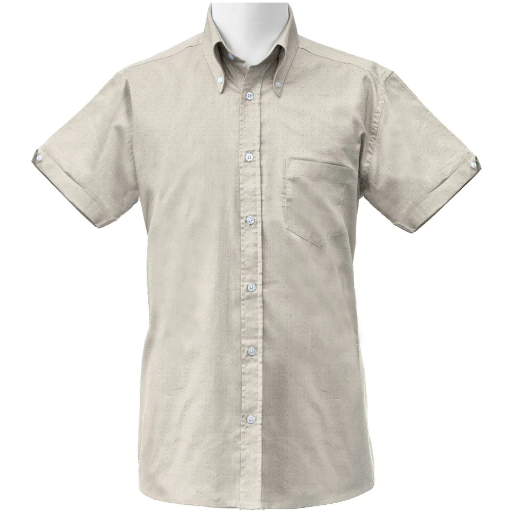 Adaptor Clothing Oxford Short Sleeve Button Down Shirt Stone - Image 9