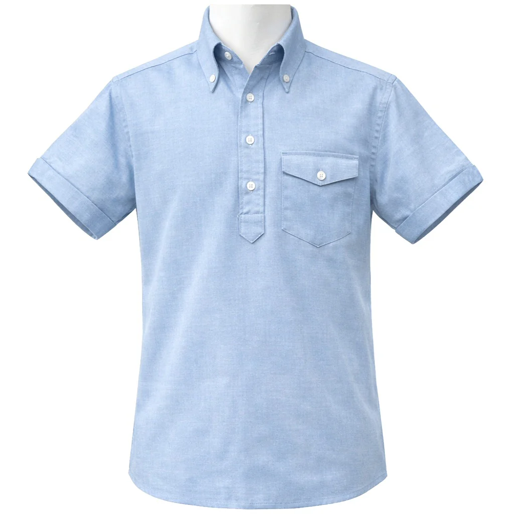 Adaptor Clothing Oxford Short Sleeve Pop Over Shirt Sky Blue