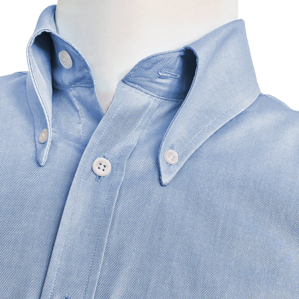 Adaptor Clothing Oxford Short Sleeve Pop Over Shirt Sky Blue - Image 2