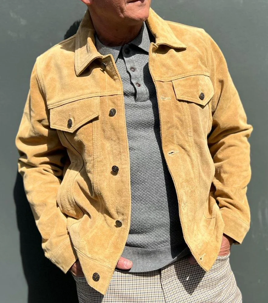 Adaptor Clothing Suede Trucker Jacket Caramel - Image 2