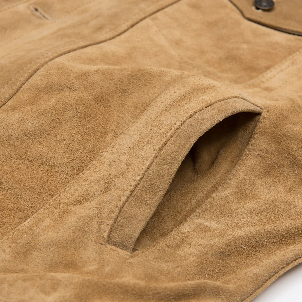 Adaptor Clothing Suede Trucker Jacket Caramel - Image 5