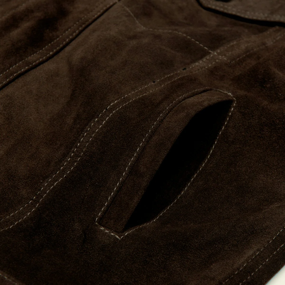 Adaptor Clothing Suede Trucker Jacket Deep Brown - Image 10