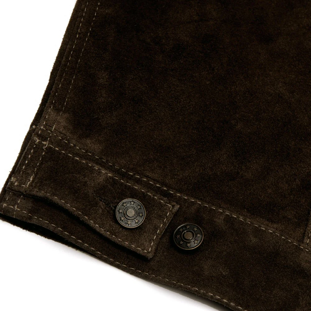 Adaptor Clothing Suede Trucker Jacket Deep Brown - Image 5