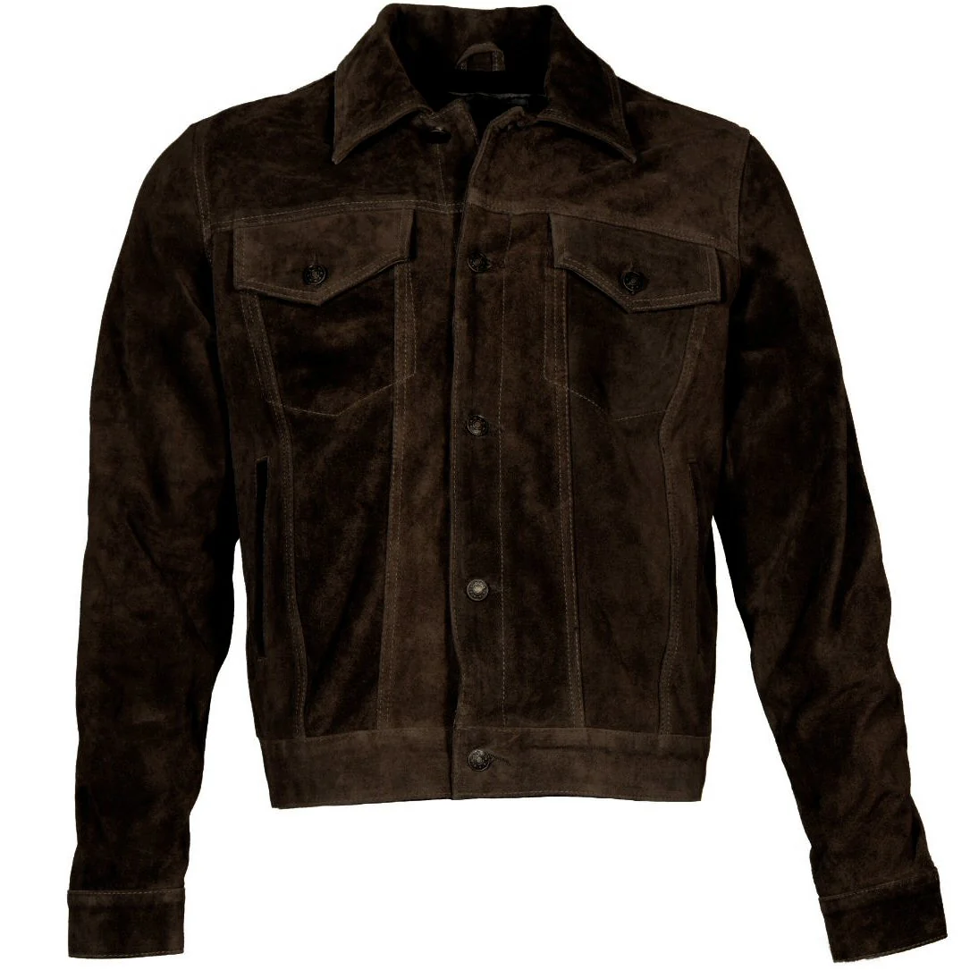 Adaptor Clothing Suede Trucker Jacket Deep Brown - Image 6