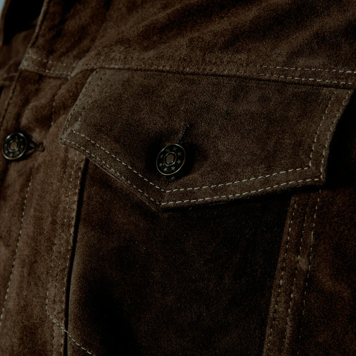 Adaptor Clothing Suede Trucker Jacket Deep Brown - Image 8