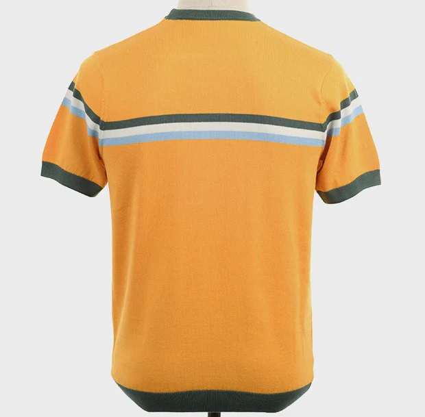 Art Gallery Fine Gauge Knit Horizontal Stripe Crew Neck Amber - Image 3