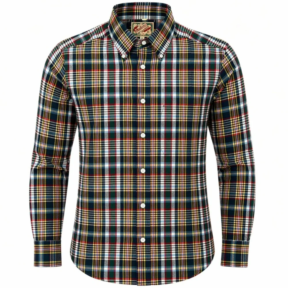Authentic Classic Madras Check Button Down Shirt Green Red
