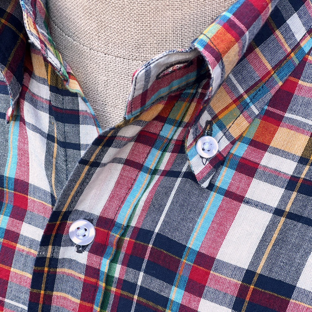 Authentic Classic Madras Check Button Down Shirt Multi Colour - Image 3