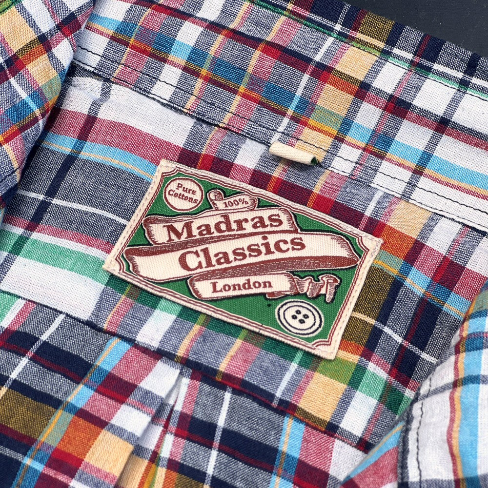 Authentic Classic Madras Check Button Down Shirt Multi Colour - Image 4