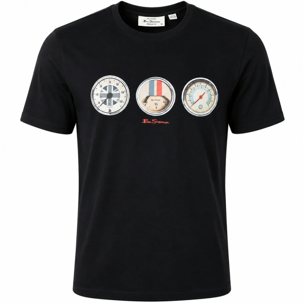 Ben Sherman Retro Speed Dial Print T-Shirt Black - Image 4