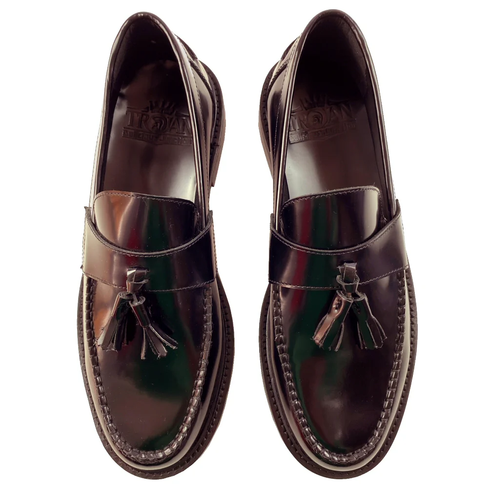 Delicious Junction x Trojan Branded DUKE Tassel Loafers Shoe Oxblood - Image 12
