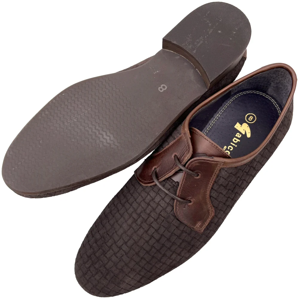 Exclusive Gabicci x Adaptor Basketweave Suede Shoes Brown - Image 4