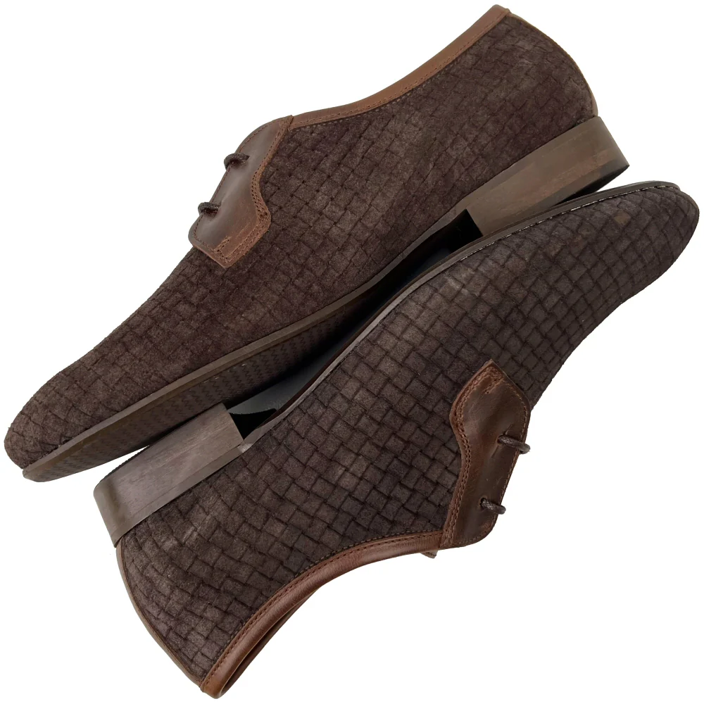 Exclusive Gabicci x Adaptor Basketweave Suede Shoes Brown - Image 5