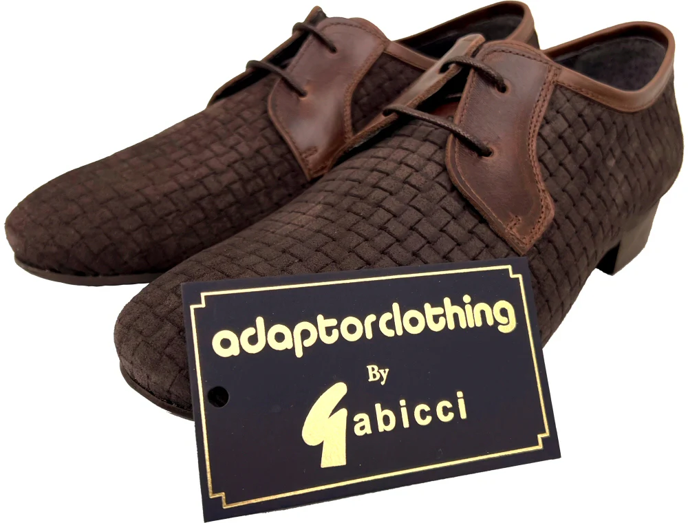 Exclusive Gabicci x Adaptor Basketweave Suede Shoes Brown - Image 6