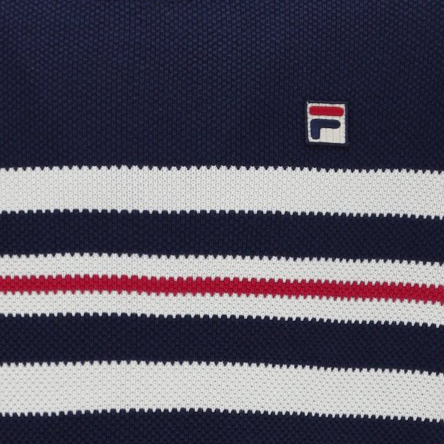 Fila Classic Waffle Knit Stripe Crew Neck Top Navy - Image 3