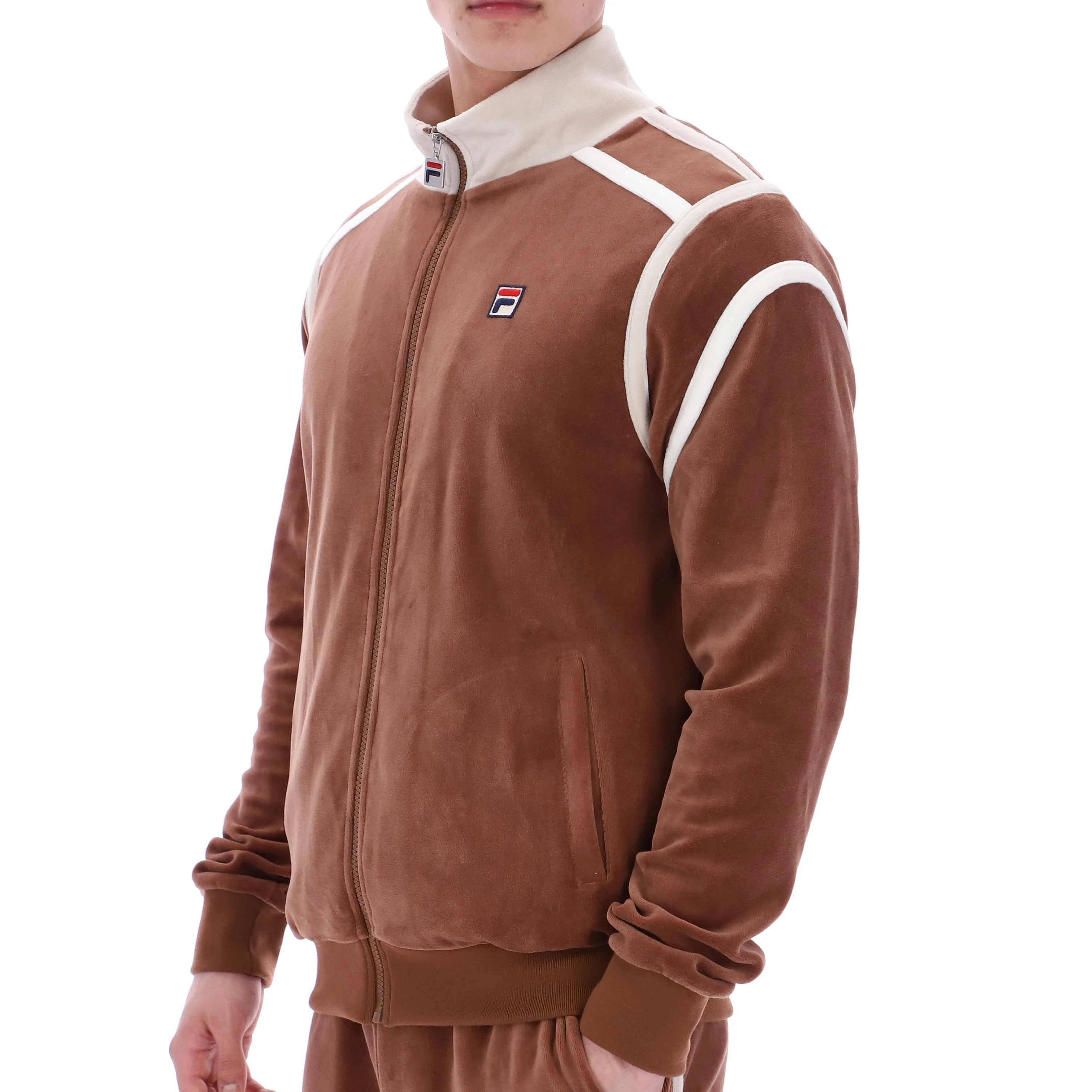 Fila Gabriele Velour Stripe Track Top Brown - Image 3