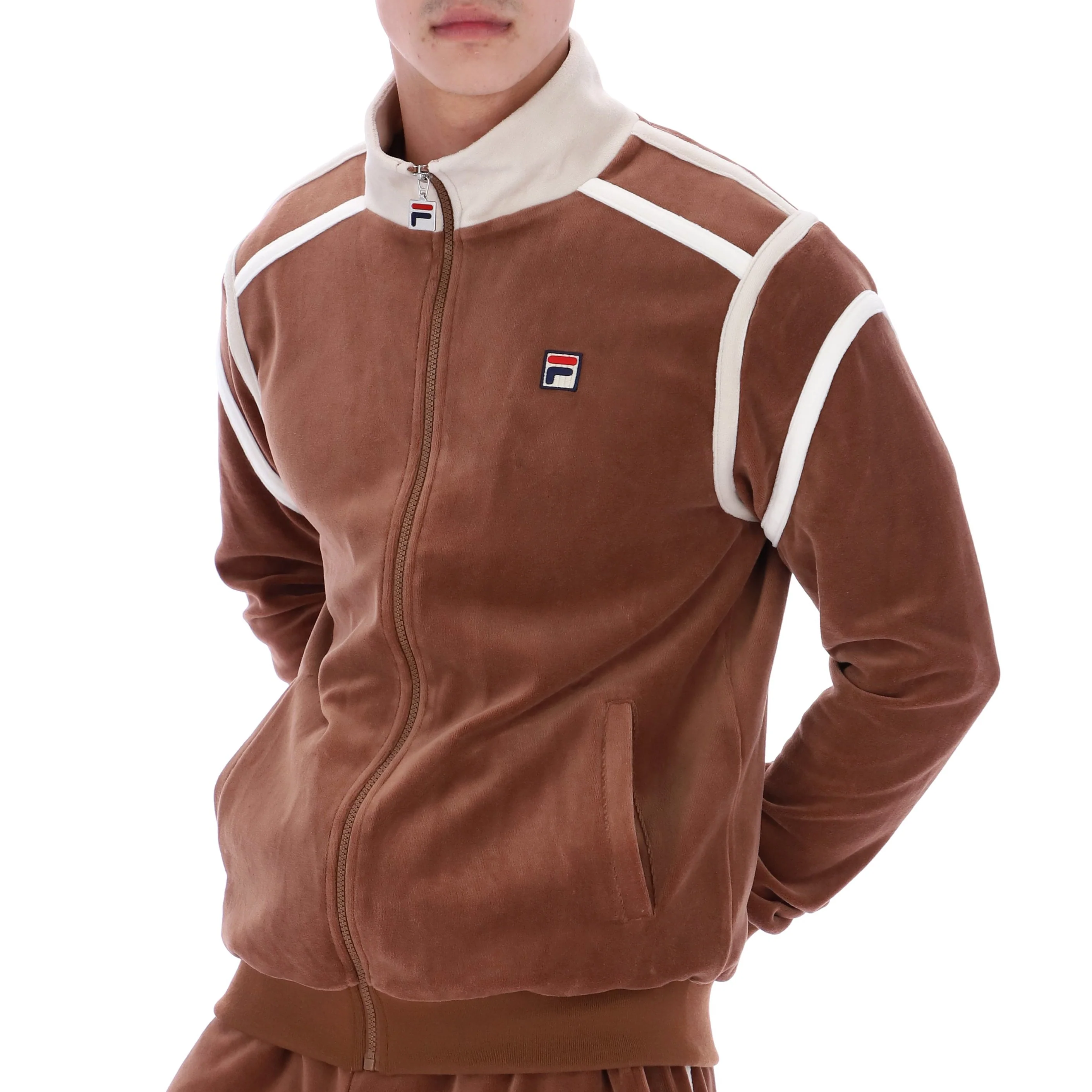 Fila Gabriele Velour Stripe Track Top Brown - Image 4