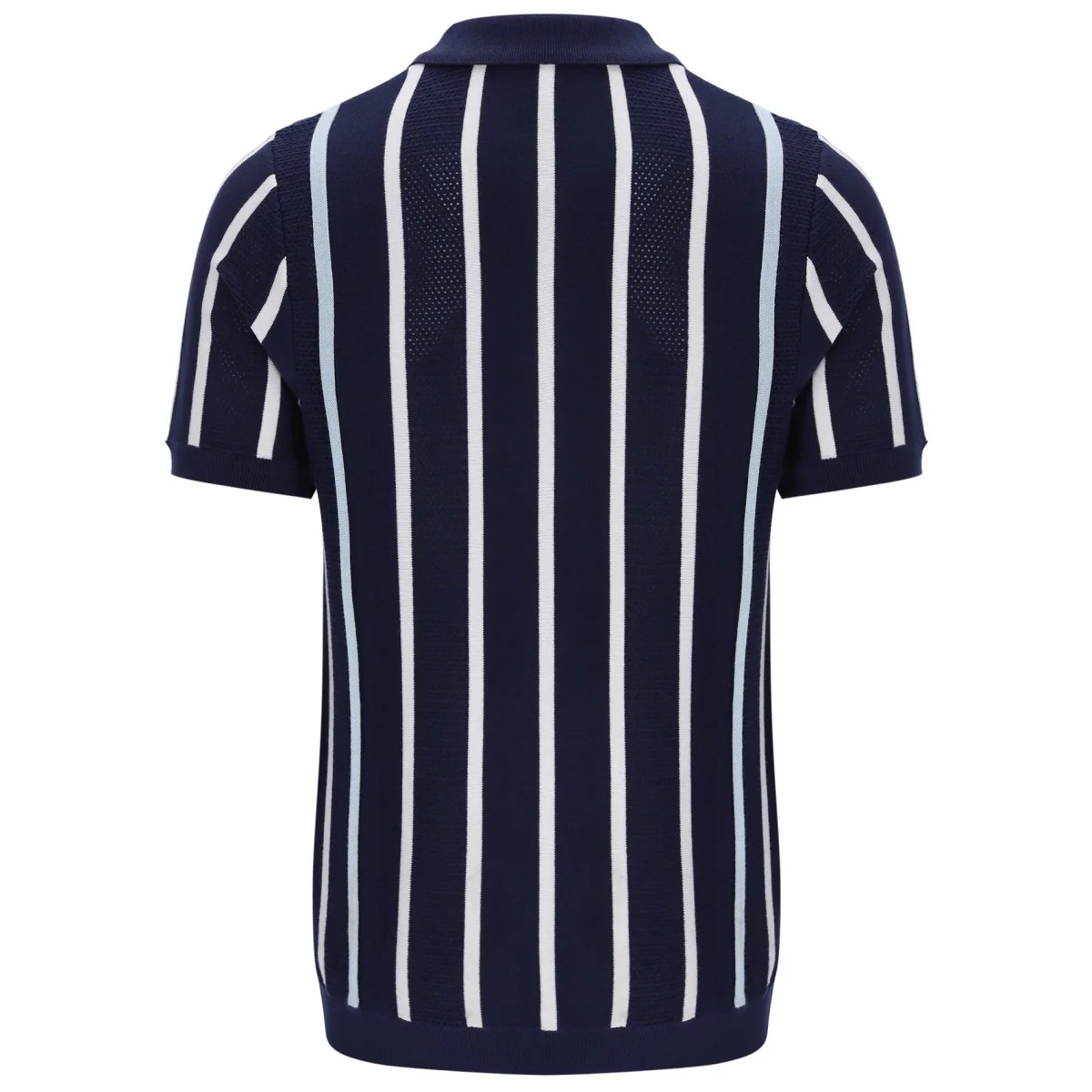 Fila Giorgio Zip Neck Mesh Stripe Knit Polo Navy Blue - Image 2
